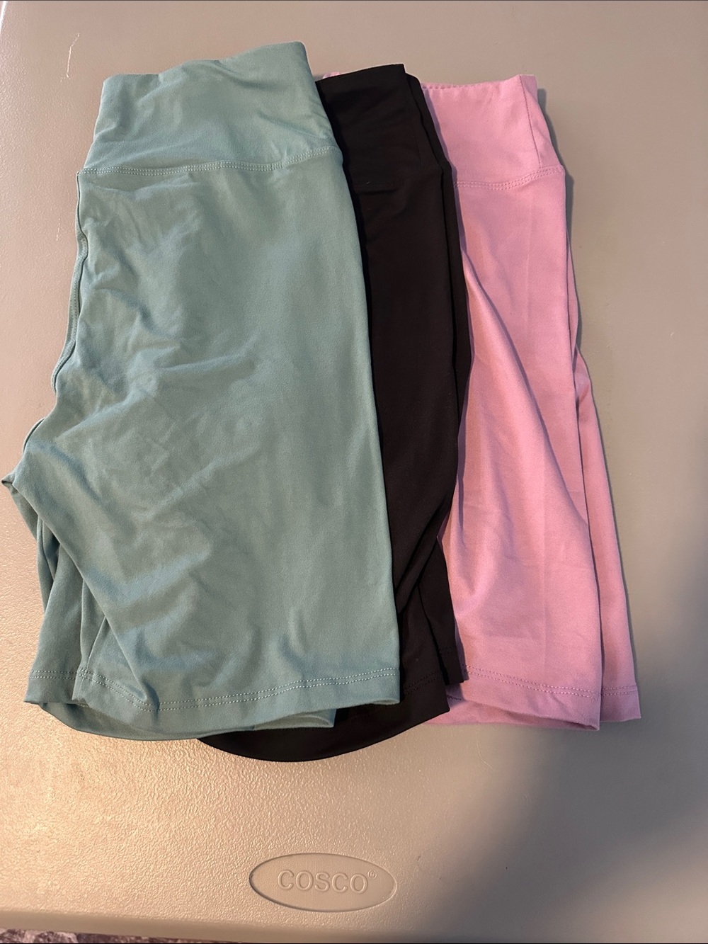 3-Pack High-Waist Biker Shorts — Mint, Black & Lavender